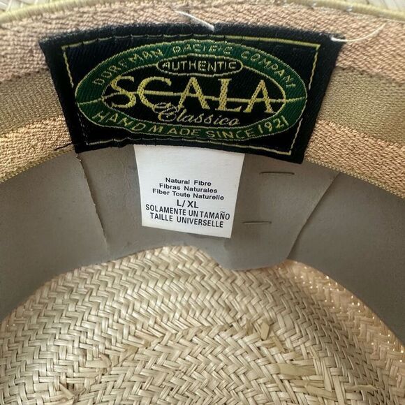 Scala L/XL Handmade Woven Straw Sun Hat Tropical Ribbon Beach Coastal Vacation - Picture 5 of 6